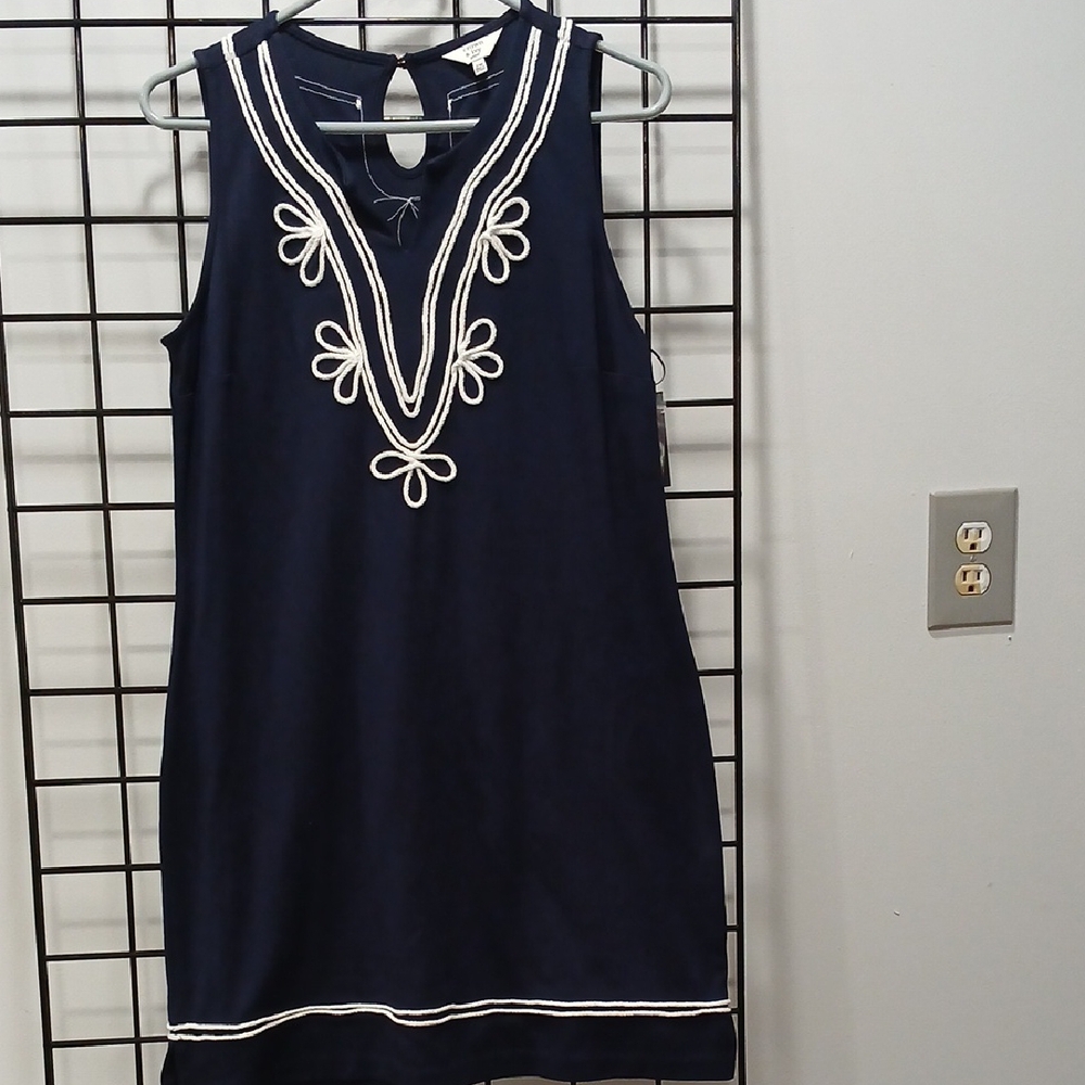 Crown & Ivy Blue Sheath Mini Dress V-Neck Sleeveless